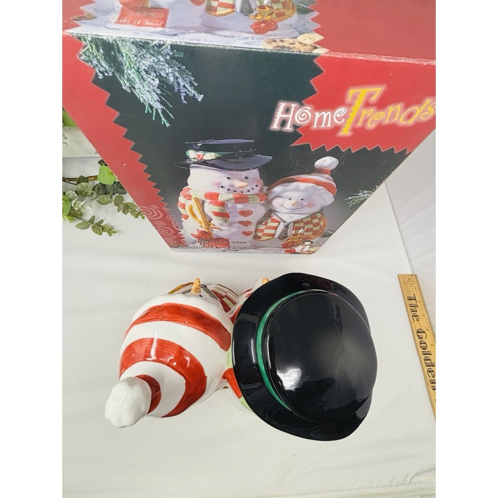 Jolly Snow Men Cookie Jar Let It Snow 1999 Home Trends New In Box Christmas - Picture 9 of 16